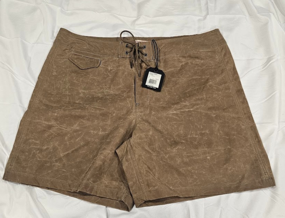 FILSON EAGLE HARBOR Trunks Dry Wax Canvas TAN SIZE 38 NWT Board Surf